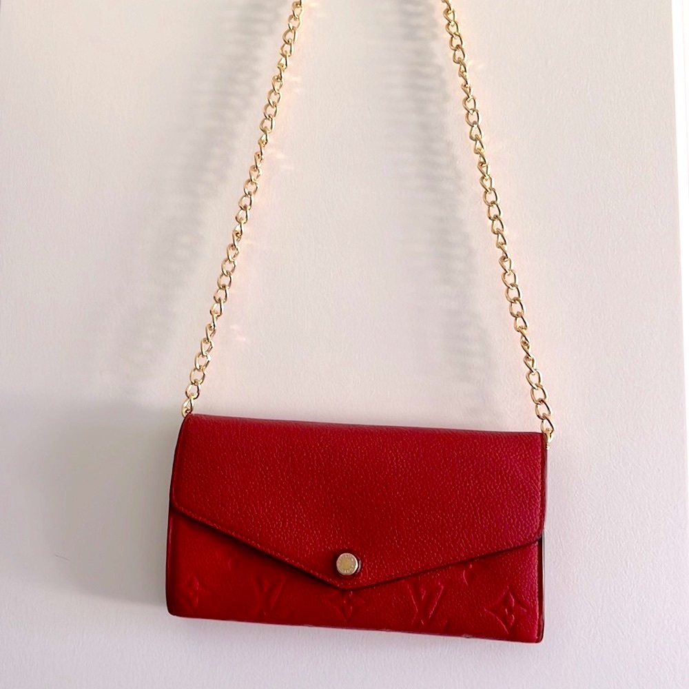 Louis Vuitton Monogram Empreinte Leather Sarah Wallet Red
